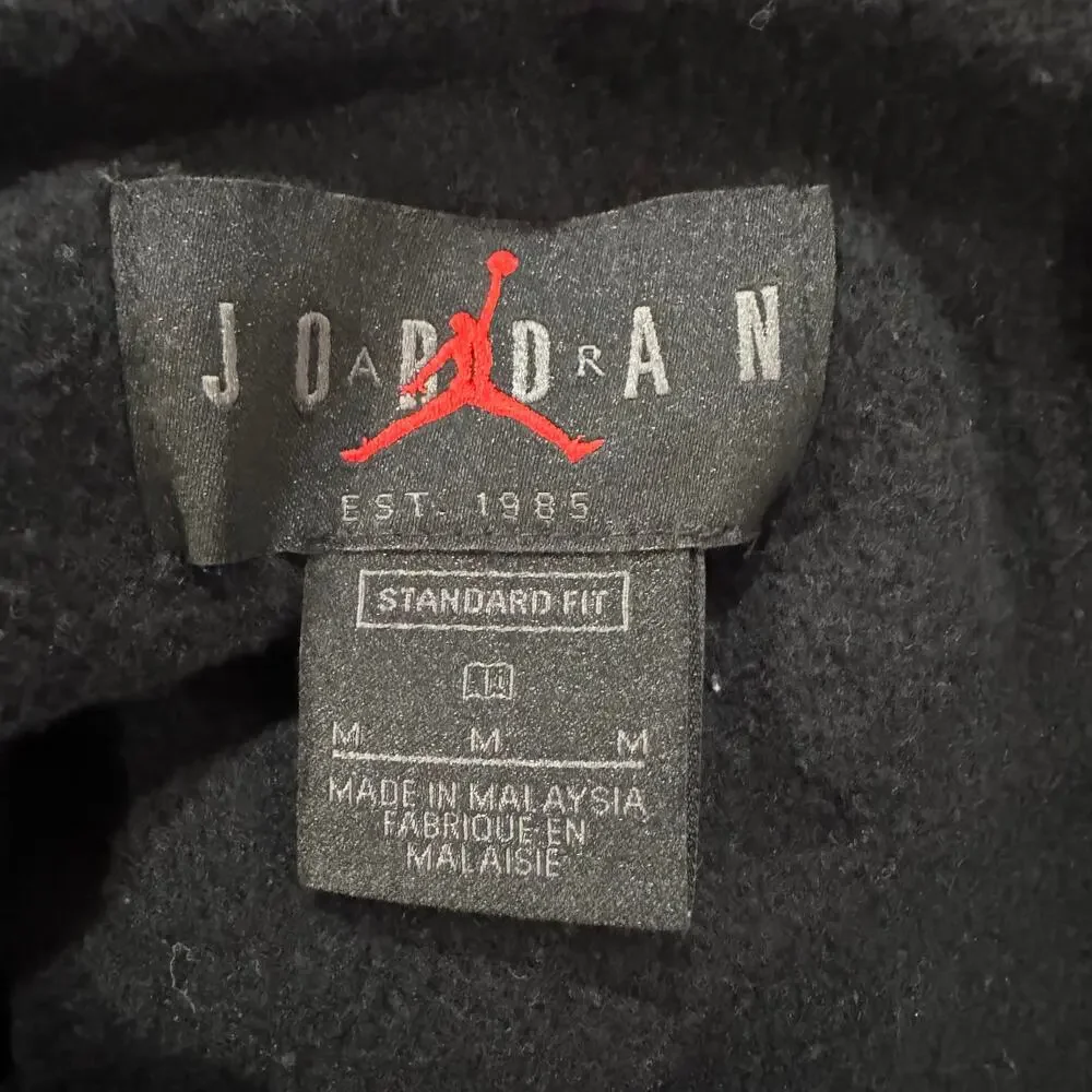 Jordan Jumpman Holiday Pullover Hoodie Mens M Black AJ1 Cross Stitch EUC